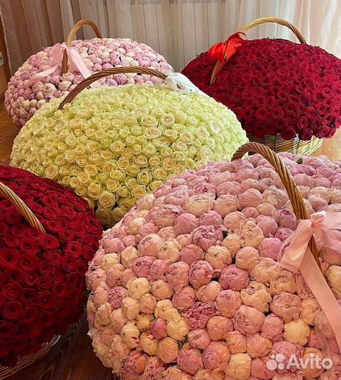 101,151,301,501,701,1001 роза в корзине букет