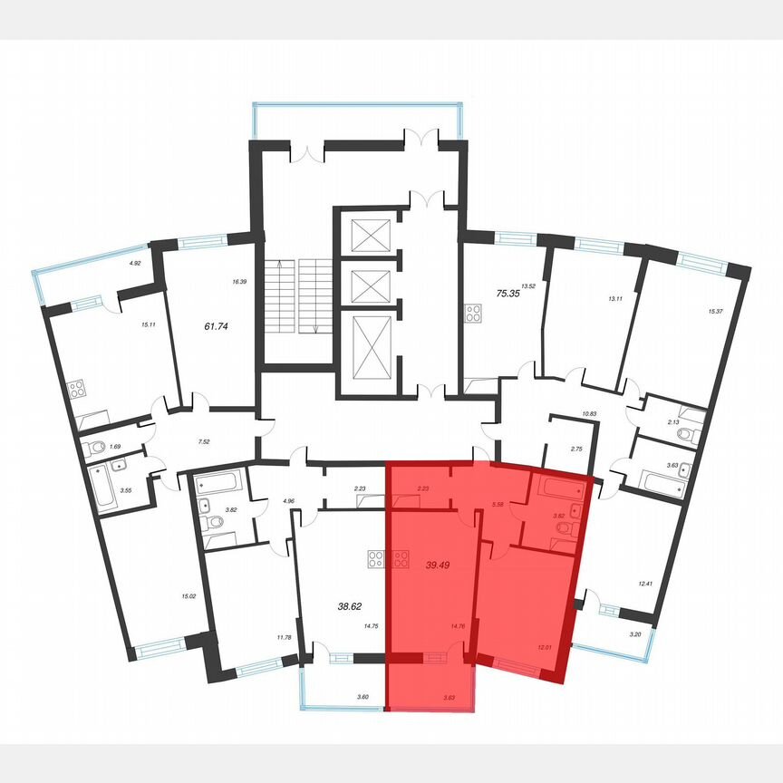 1-к. квартира, 42 м², 4/22 эт.