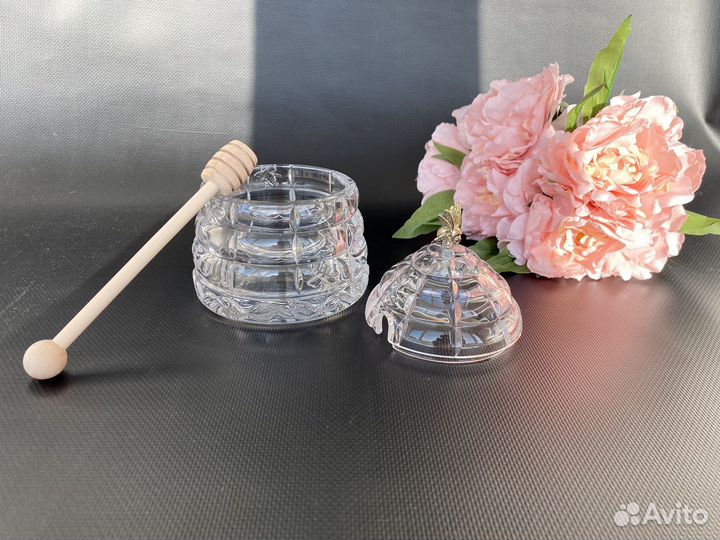 Мёдница хрустальная Crystal Bohemia новая Улей