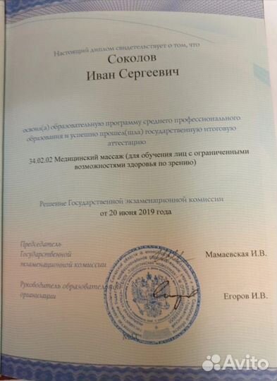 Массаж Слепых