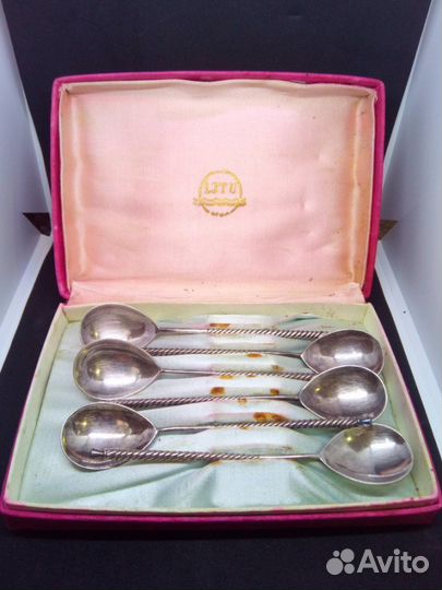 Красивые чайные ложки мельхиор клеймо мц2