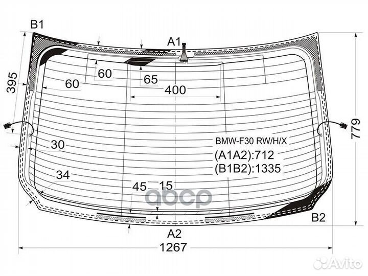 Стекло заднее с обогревом BMW 3-series F30 4D 1