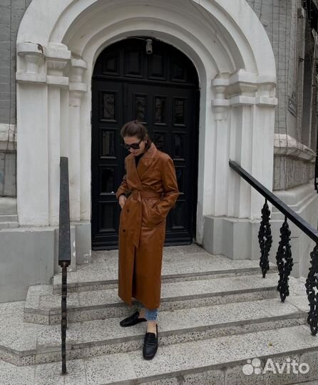 Тренч zara из искусственной кожи