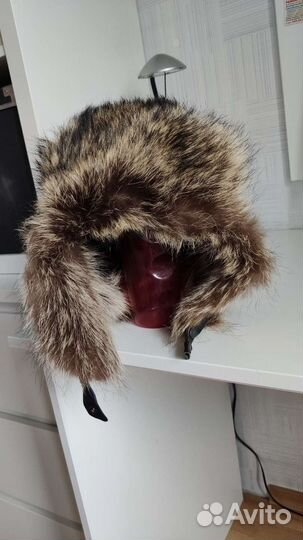 Шапка зимняя детская с мехом волка