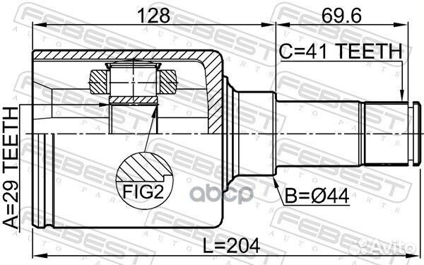 ШРУС ford transit 06- внутр.лев. 2111TT9DLH Febest