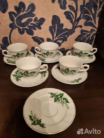 Сервиз чайный ландыши фарфор 5шт винтаж китай