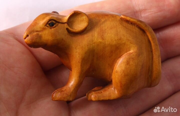 Статуэтка Мышь - Нэцкэ из Дерева Самшит ru*225