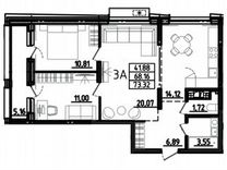 3-к. квартира, 73,3 м², 10/18 эт.