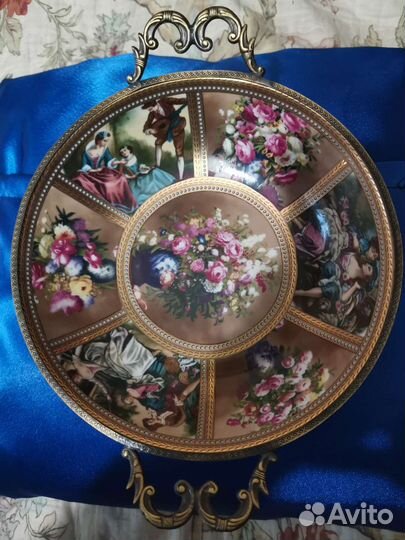 Ваза для фруктов. Фарфор, металл