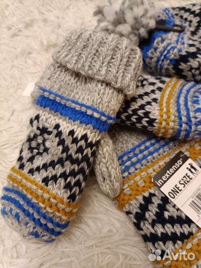 Комплект, шапка, варежки и снуд