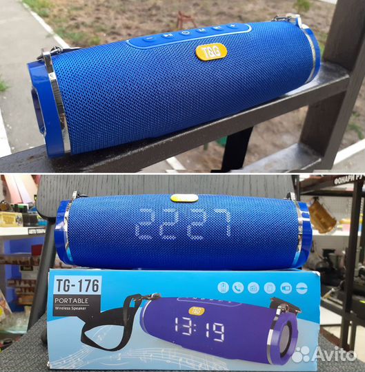Колонка Tg Портативная Крутой звук с часами Ip67