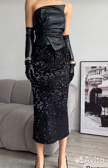 Длинная юбка с пайетками