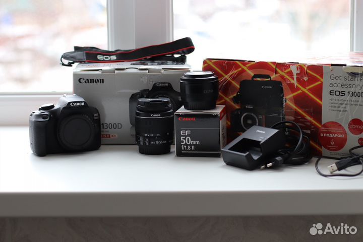 Фотоаппарат Canon eos 1300d+ 2 объектива