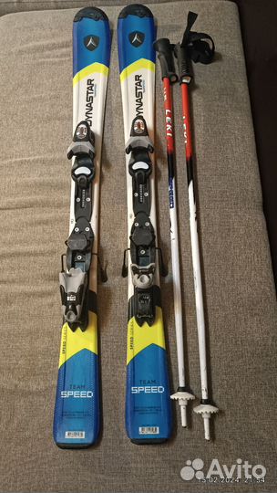 Горные лыжи детские 110 см, палки 95 см