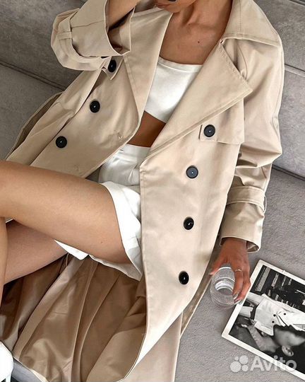 Плащ тренч бежевый новый