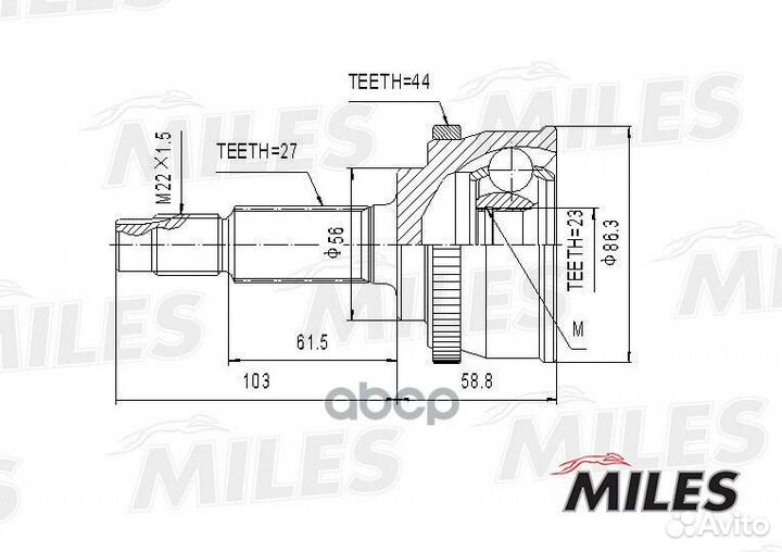 ШРУС nissan primera 1.8 97-01 нар. GA20318 Miles