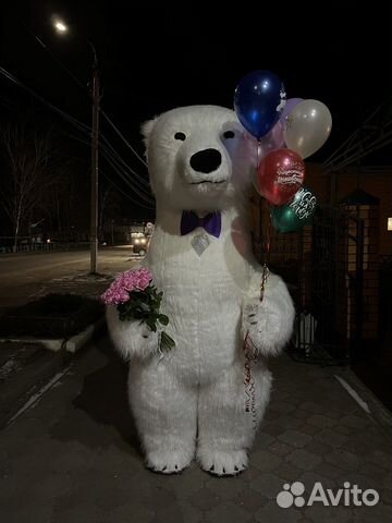 Белый мишка поздравление, ростовая кукла
