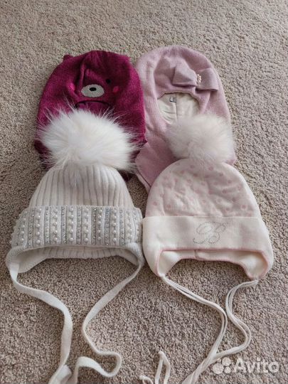 Шапки для девочки 3 - 5 лет (5шт)