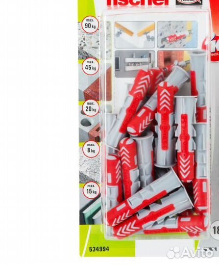 Дюбель для всех типов стен 8x40 мм цвет серый/крас