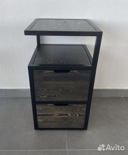 Тумбочка лофт черная