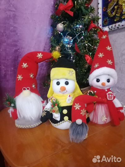 Новогодний набор, подарочный, гном, снеговик пара