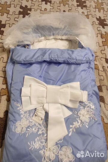 Конверт зимний на выписку и в коляску для мальчика