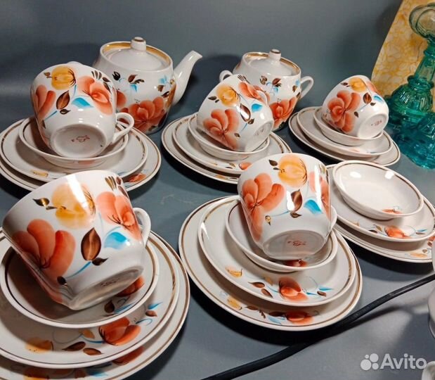 Редкий чайный сервиз Добрушский ф/з