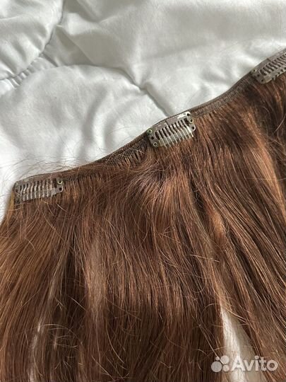 Волосы на заколках натуральные русые