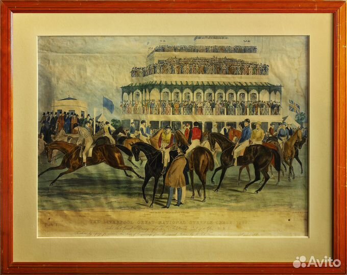 Антикварные литографии Лошади Спорт Охота