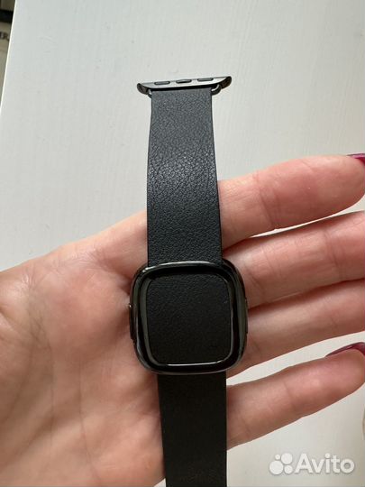 Кожаный ремешок для apple watch black L