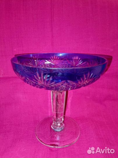 Ваза для фруктов на ножке хрусталь СССР