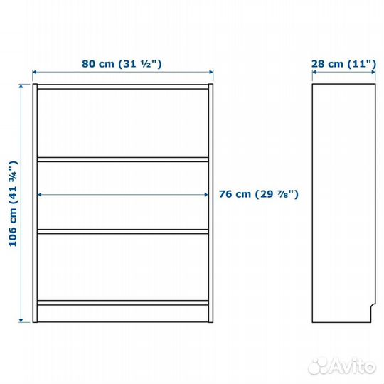 IKEA Billy Стеллаж 80х28х106 см Черно-коричневый