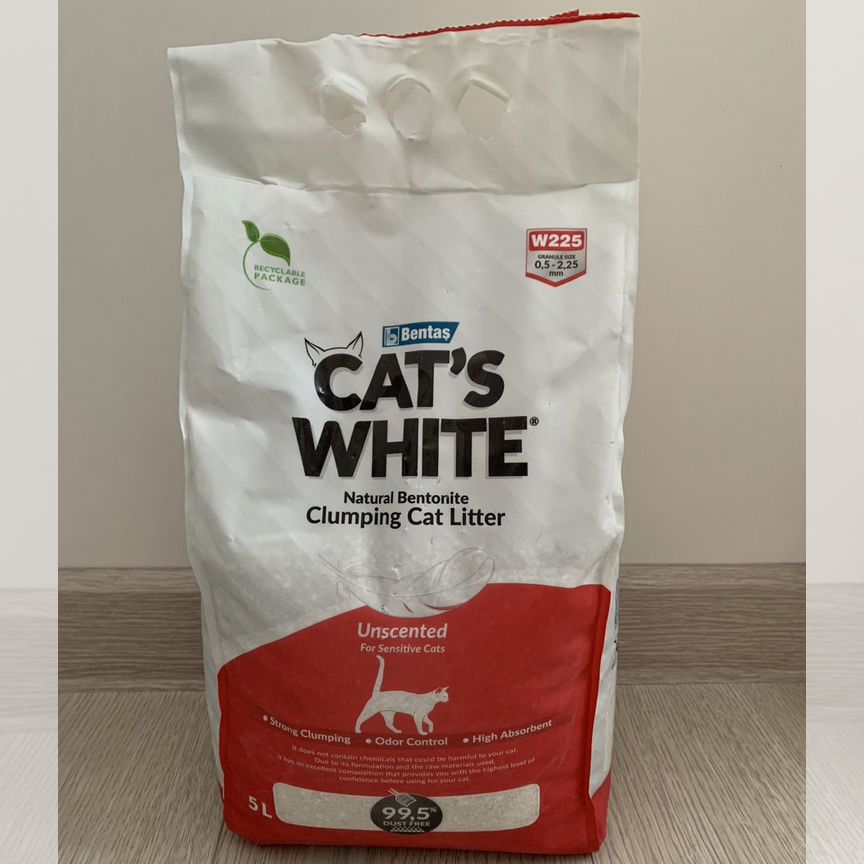 CAT'S white Наполнитель Глиняный Комкующийся 5 л