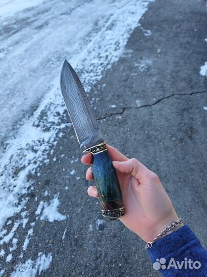 Нож охотничий из дамасской стали новый