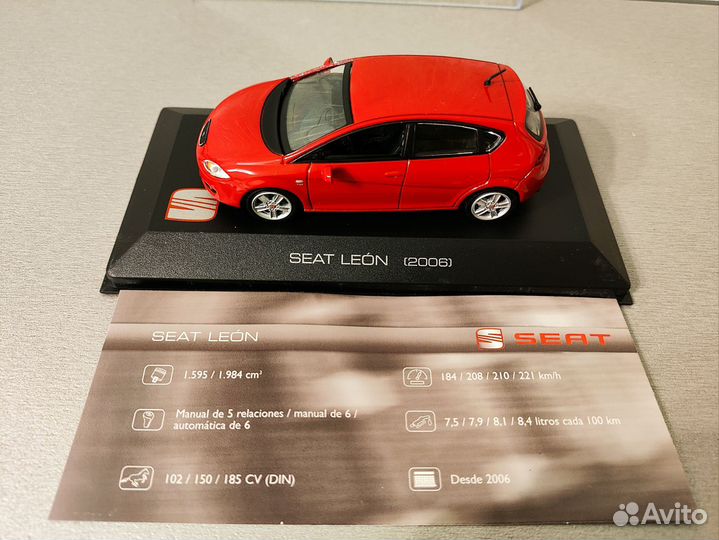 Модель seat leon 2006 красный масштаб 1:43