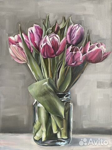 Картина маслом Тюльпаны