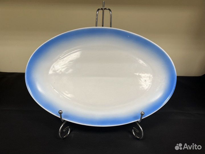 Блюдо овальное голубой отвод 30 х 19,5 см Богданов