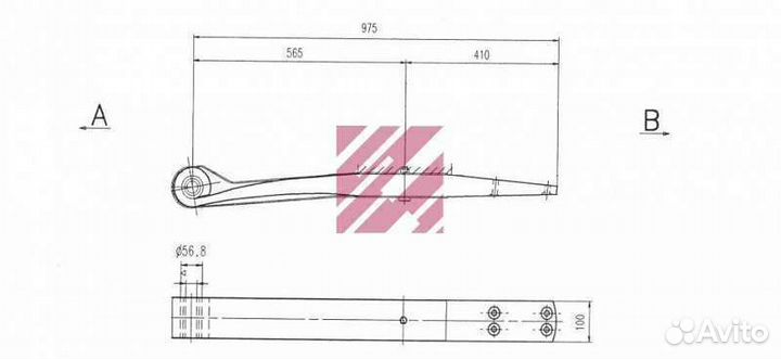 Полурессора Шмитц 1/54x100x54 565x404