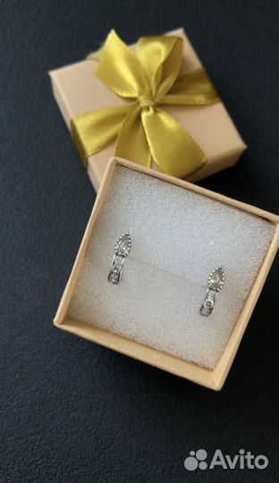 Серьги белое золото