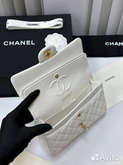 Сумка женская Chanel Flap Bag 23 белая кожаная