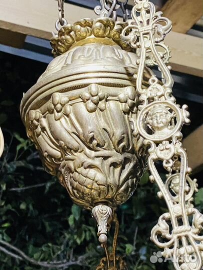 Антикварная люстра майолика Франция 19 век