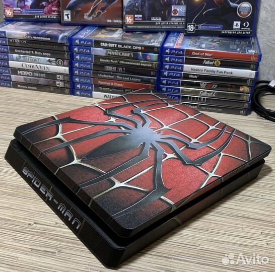 PlayStation 4 Slim 1Tb + 2 Геймпада Человек Паук