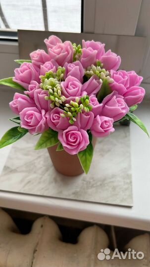 Букет роз из мыла