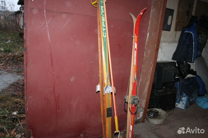 Ретро лыжи без палок 70-е года длина 160см чемпион
