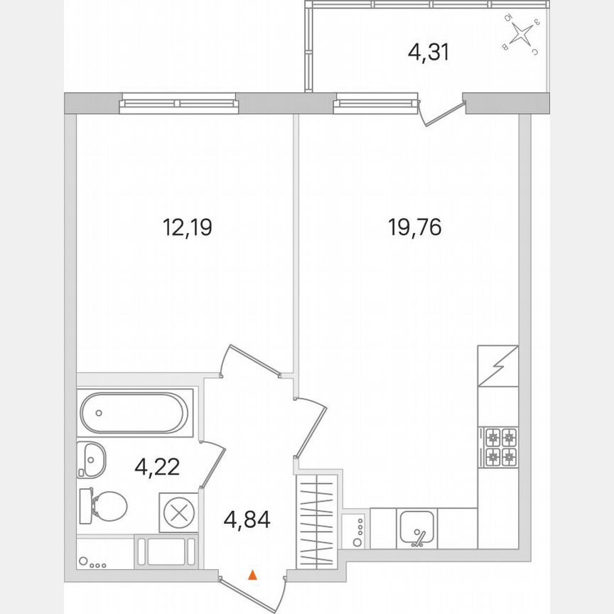 1-к. квартира, 42,3 м², 8/8 эт.