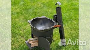 Печь с дымоходом казан 12л + шумовка