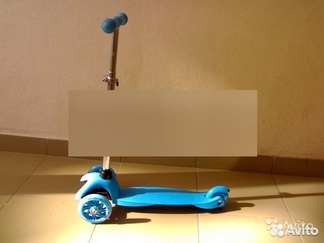 Самокат 3-х колёсный. до 40 кг. Синий