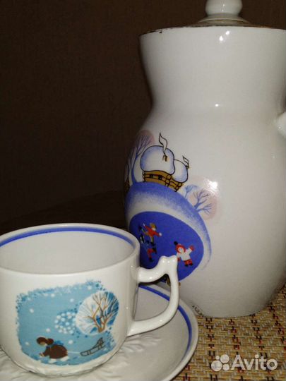 Чашка пара Кувшин Зимний дворик Фарфор СССР