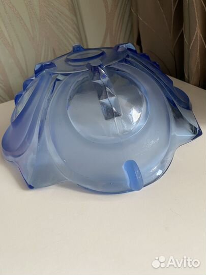 Ваза для фруктов голубое стекло