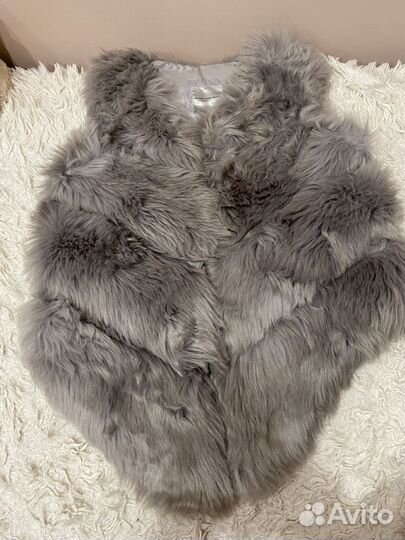 Искусственная шуба серая